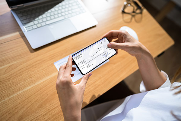 Taking a photo of a check with a mobile phone