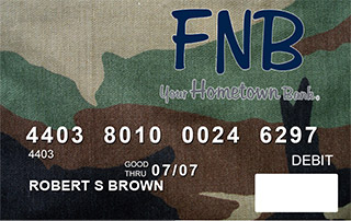 debit card colored to look like camouflage material
